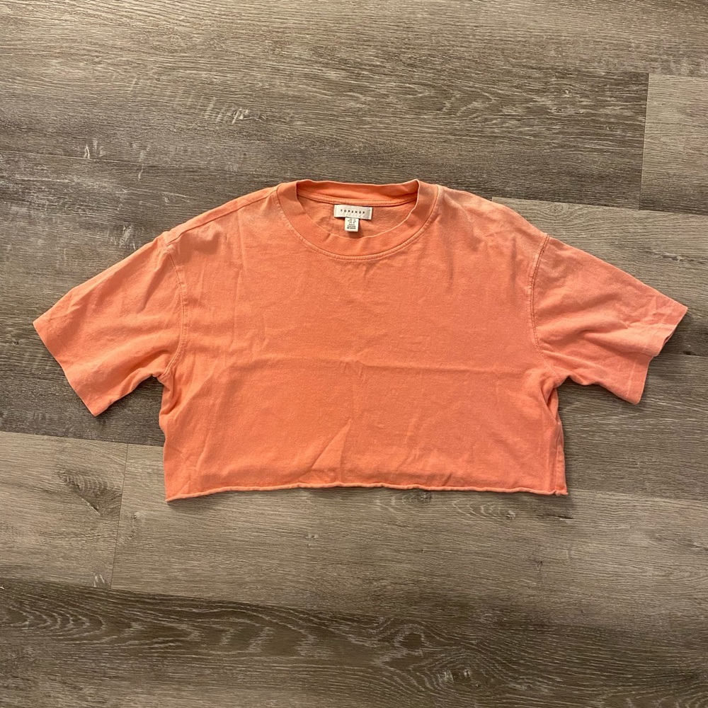 Coral cropped top shop tee